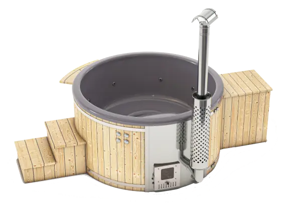 Hot tub donkergrijs houtgestookte hot tubs Rhino Tubs