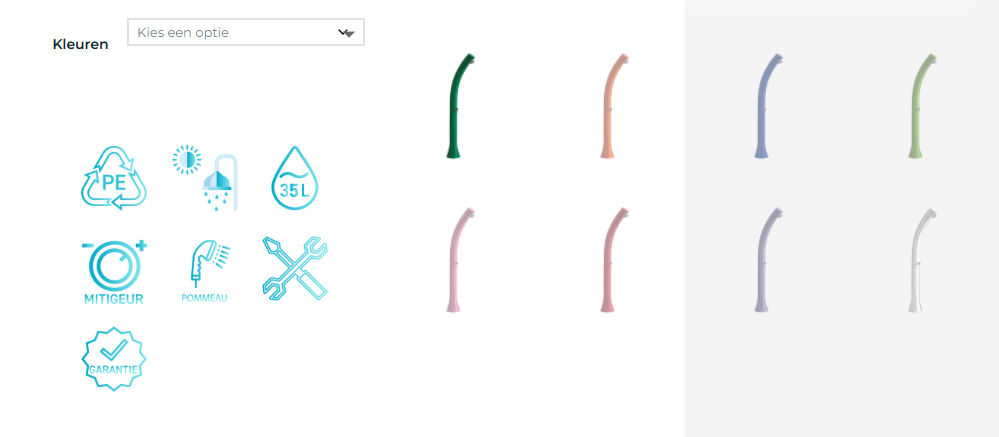 Buitendouche solar Happy XL H400 kunststof