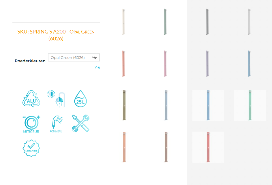 Buitendouche solar Spring S  A200 Aluminium