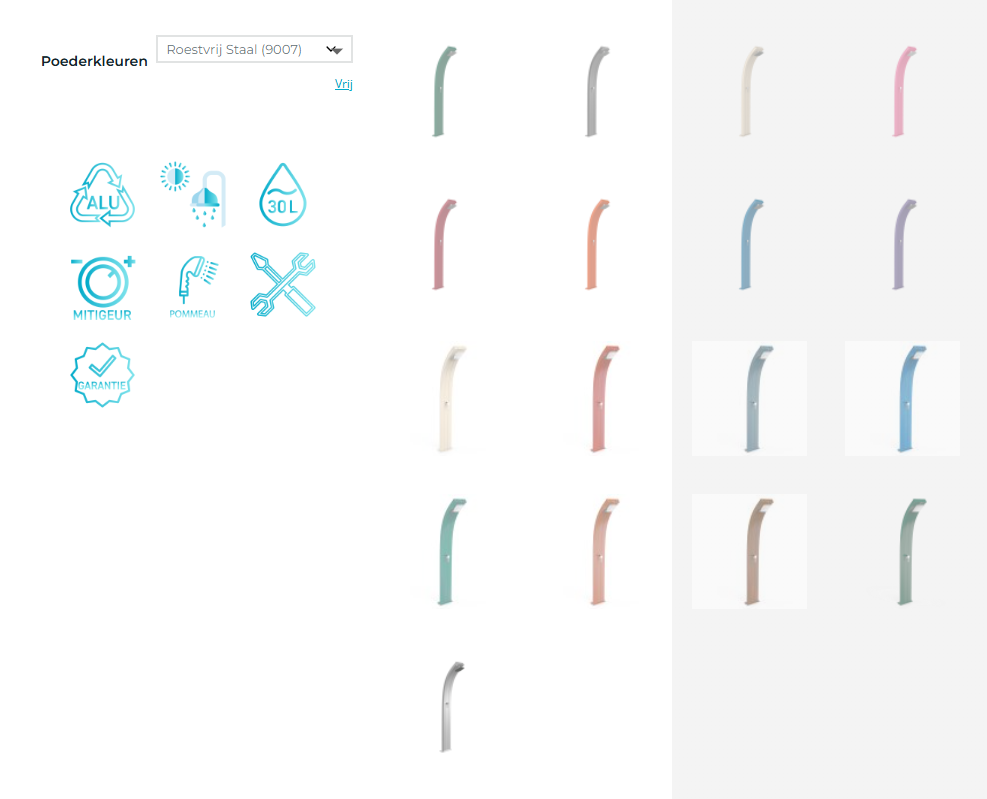 Buitendouche solar Dada D300 aluminium