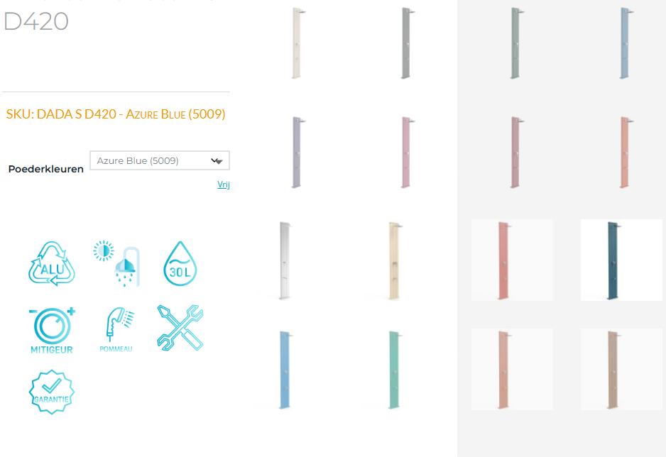 Buitendouche solar DADA S -D420 Aluminium
