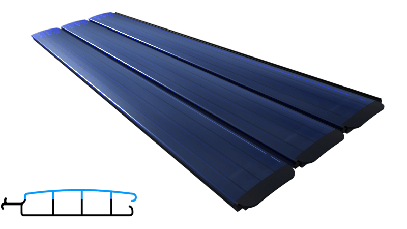 PC solar lamellen blauw per lopende meter (Tot 3 m)