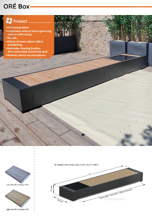 Opbouwrolluik Oré Box (B 2.5m x 3m L, B 2.5x 3m L, B 3m x 3m L, B 3.5m x 3m L, antraciet)