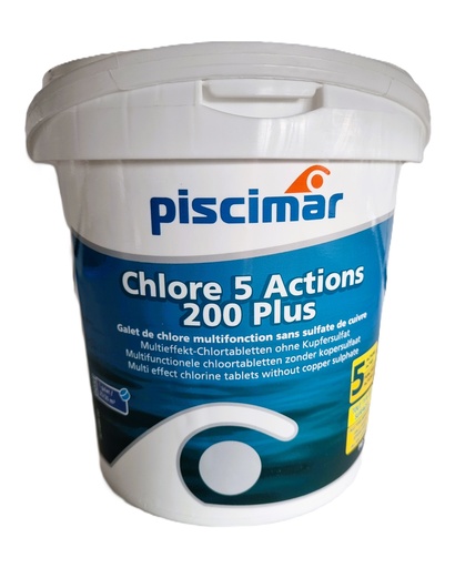 [Piscimar 5 actions 200 plus 2 kg] Chloortabletten zwembad 5 in 1- 2kg